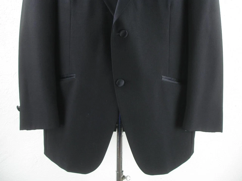 Men's 43R Bill Blass Eveningwear 2-Pc Formal Tuxedo Suit Black Pants 34 X 29 USA - Image 4 of 4