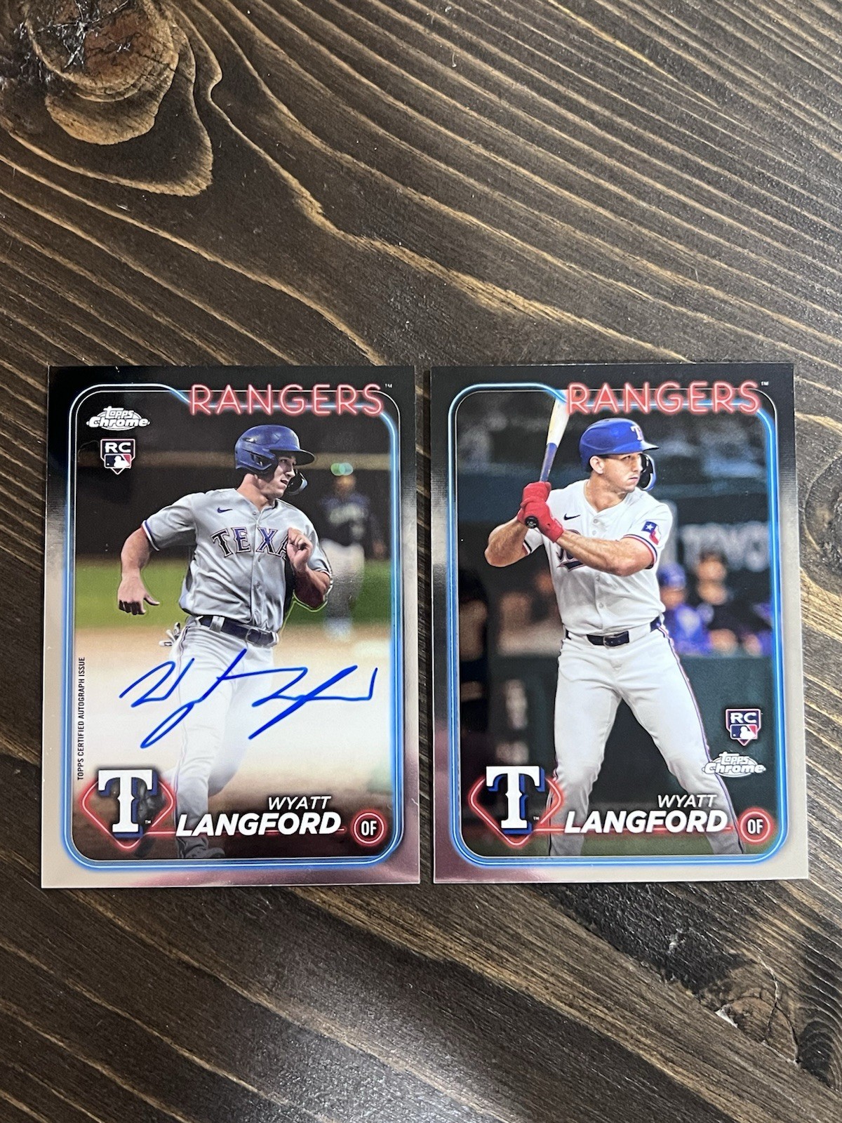 Wyatt Langford 2024 Topps Chrome Baseball Rookie Auto #RA-WL RC Rookie - Rangers
