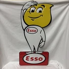 Vintage Esso Salute Oil Drop Boy Gasoline Die Cut Plate Metal Porcelain Sign 24”