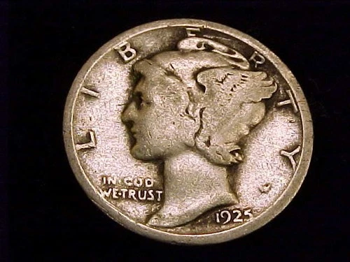 1925-S  Mercury Dime,  Good Grade.