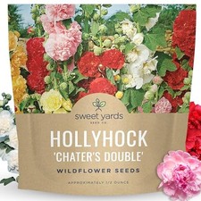 Hollyhock 'Chater's Double' Mix - Large 1/2 Ounce 0.5 Ounce Pouch 1,500 Seeds
