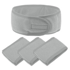 4 Pcs Spa Headband Soft Women Hair Bands for Face Washing Bath Yoga Gray