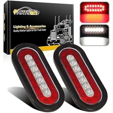 2Pcs 6.3" inch Oval Truck Trailer Led Tail Stop Brake Lights Taillights Running