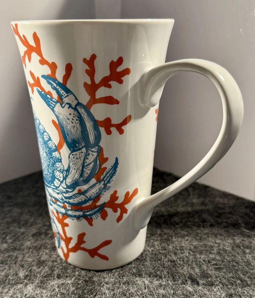 Tall ‘222 Fifth’ Crab & Coral design “Coastal Life - Grenada” Ceramic China Mug - Image 3 of 4