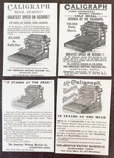 CALIGRAPH American Writing Machine Co. c1887-1890 Vtg Typewriter Print Ad Lot 4! thumbnail