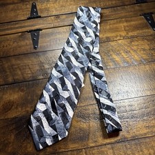 Dino Orsini XL Grey Blue Geometric Mens Neck Tie Made in USA Designer