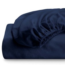 2 Twin XL Flannel Fitted Sheets 100 Cotton Split King Dark Blue 