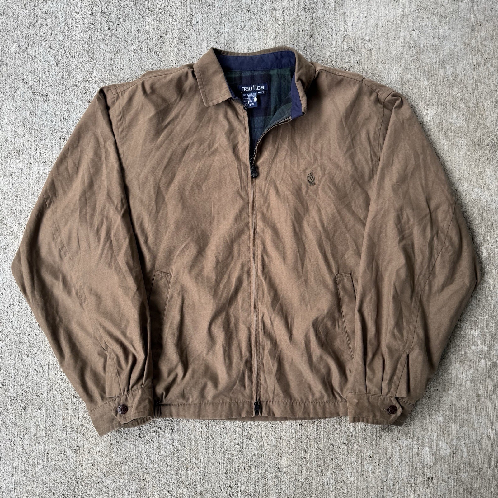 Vintage 90s Nautica Bi Swing Bomber Jacket Plaid Flannel Lined Windbreaker Sz XL