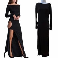 House of CB Marella Cutout High Side Slit Maxi Dress Size L Black Party Event