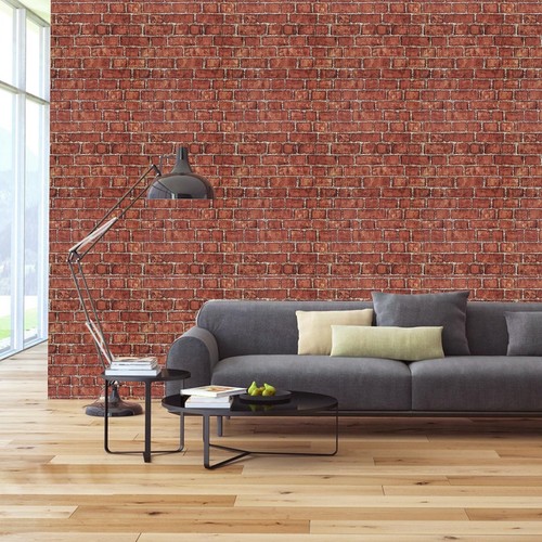Matte Red Brick Wallpaper Peel and Stick, Faux Stone Textured Contact Paper, ... - Picture 8 of 9