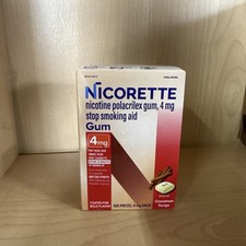 Nicorette Coated Nicotine Polacrilex Cinnamon Gum 4mg 100 Piec 9/28 Stop Smoking