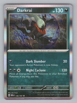 Darkrai 136/197 Rare Obsidian Flames Pokemon Holo NM