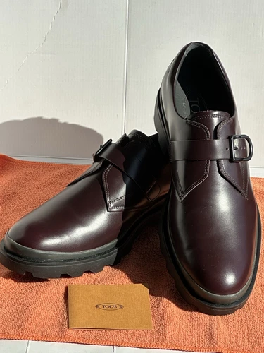 TOD’S Mocassino Tod's da uomo in pelle di vitello lucida con cinturino da monaco taglia 9 US 42 EU