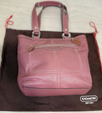 Coach Penelope Mauve Pink Pebbled Leather Zip Pocket Shoulder Bag with dust bag