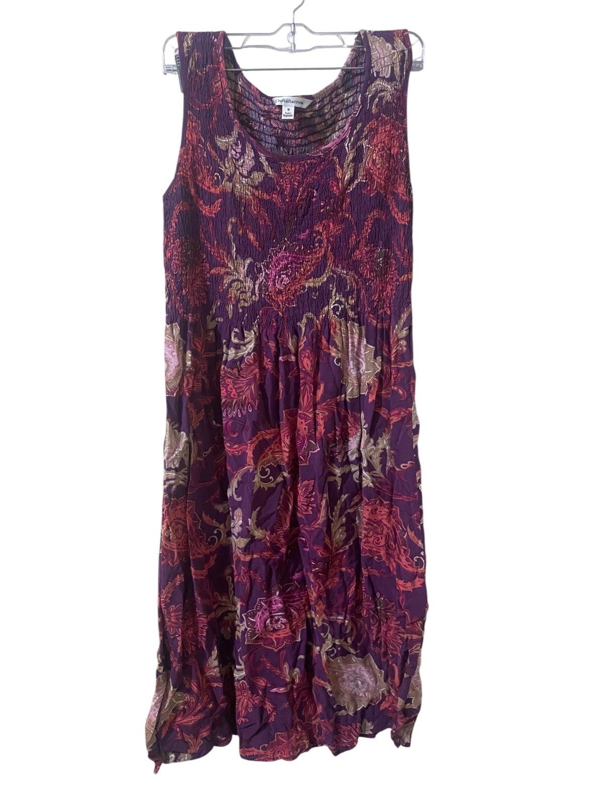 Croft & Barrow Womens Medium Purple Floral Sleeveless Dress Boho Midi Lightweigh