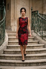 Phase Eight classic black/red floral Dress UK16 – Wedding/ Party/ Evening/Formal