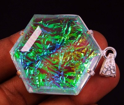 165 Ct Monarch Fire Opal Doublet 925 Silver Pendant Natural Gemstone