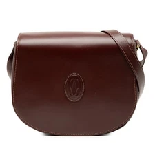 Cartier Must Line Leather Shoulder Bag Women Brown One Size 631336