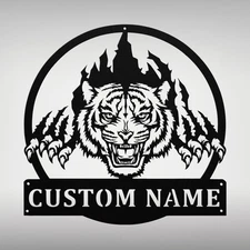 Personalized Tiger Claws Metal Sign Unique Home Decor Gift for Animal Lovers