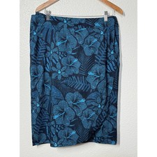 RipSkirt Hawaii Wrap Skirt Blue Hibiscus Tropical Floral Quick Dry Large Beach