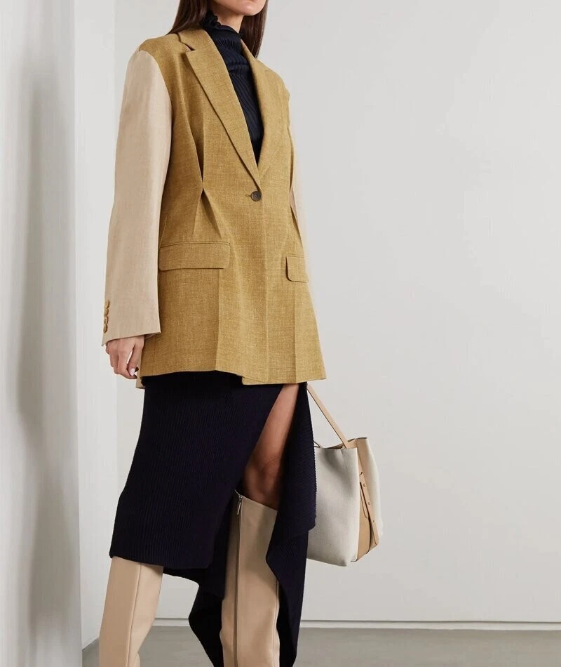 ROKSANDA Leonie Linen Wool Blend Boyfriend Blazer Jacket NWT UK 16