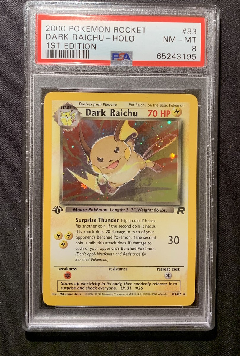 2000 Pokemon Team Rocket 83 Dark Raichu Holo 1st Edition PSA 8 NM