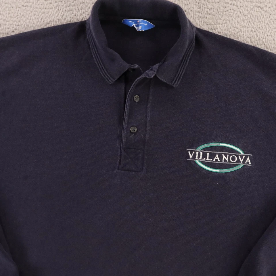 Camisa Polo DE COLECCIÓN Villanova Wildcats Para Hombre Grande Azul Algodón Manga Larga Años 90 Foto 2 de 4