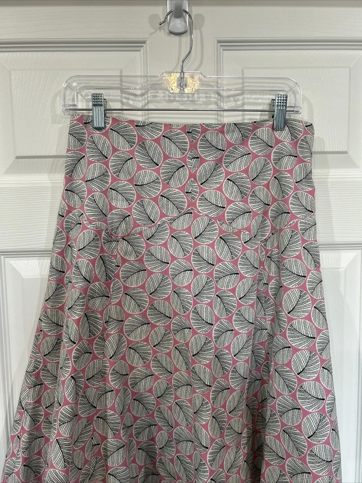 Falda Elevenses Anthropologie Rosa Blanco Estampado Art Deco Línea A Algodón Elástico 6 Foto 4 de 4