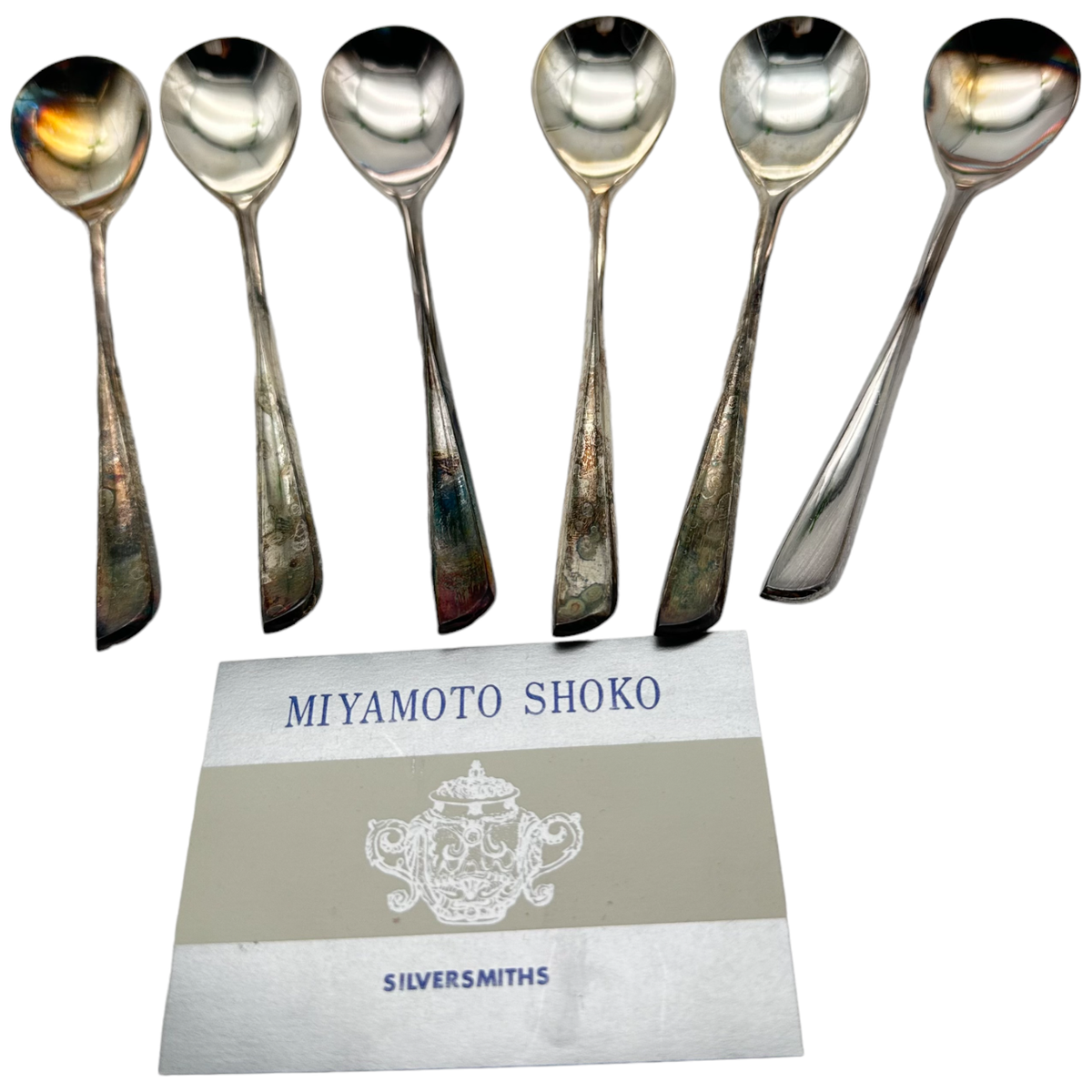 MIYAMOTO SHOKO Silversmiths Lot of 6 Spoons Electro Plated Nickel