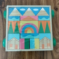 ANKYO PULL ALONG BLOCK WAGON WOODEN BLOCKS Learn  Play 18 pc Building Blocks