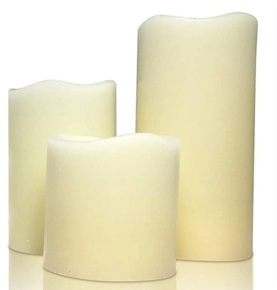 LED Kerzen aus Echtwachs - 3er Set mit flackernder Flamme 10 / 7 / 5,5cm - Bild 3 von 3