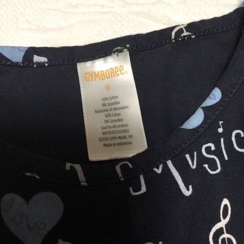 GYMBOREE sz 6 Dress with Musical Notes and Hearts Short Sleeves Blue - Picture 4 of 4