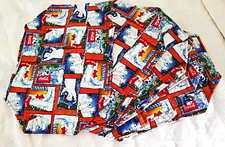 6 Fabric Placemats Coca Cola Polar Bear Novelty Fabric Reverse to Solid Red