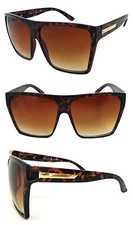 Extra Large Men Women Flat Top Oversize Retro Square Sunglasses Funky -Tortoise