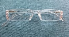 SPRING HINGES LIGHT ROSE AB CRYSTAL READING GLASSES READERS 1.50 SIDES ONLY