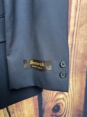 Brooks Brothers X Southwick 1929 Black 42R 36W 100% Wool 2 Piece