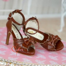 1/3SD BJD Shoes Peep-toe High Heels Doll Sandals Stilettos Bow Reddish Brown AOD