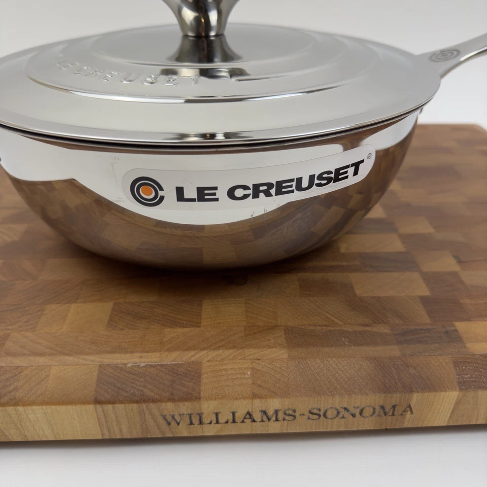 Le Creuset Tri-Ply Stainless Steel Nonstick Saucier Pan 3.5 Quart Scuffed Read - Image 2 of 4