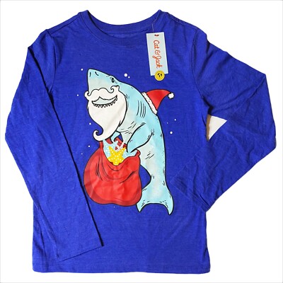 Cat Jack Christmas Holiday Shark Santa Claus Long Sleeve T-Shirt