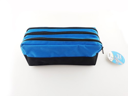Dreifach Tasche Reißverschluss rechteckig groß Stoff Federmäppchen - ideal für die Schule  - Bild 10 von 11