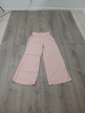 Rewash Palazzo Pull On Pants Women's Pink Large Gauze Linen Blend