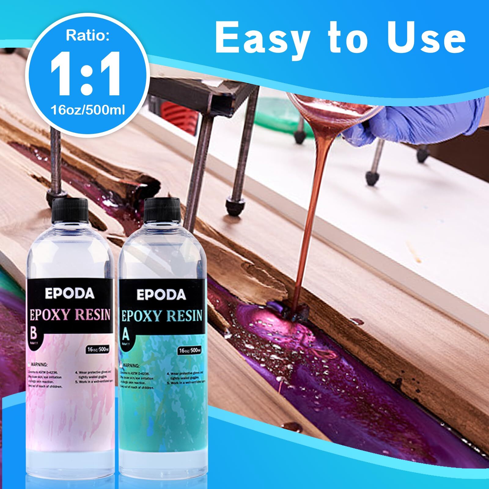 Epoxy Resin 32oz Crystal Clear Art Casting Resin and Hardener Hard Perfect fo...