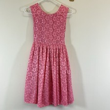 Dorissa Girl's Party Formal Dress Size 12 Pink Floral Lace Embroidered Lined