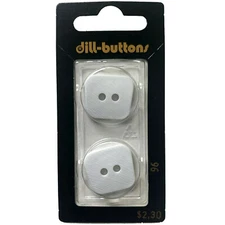 Buttons White Twill Rounded Squares 2-Pack 7/8" 23MM Dill No. 96 Germany