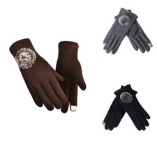 Women Gloves Thermal Fur Lined Warm Soft Comfortable Winter Fleece Big Pom