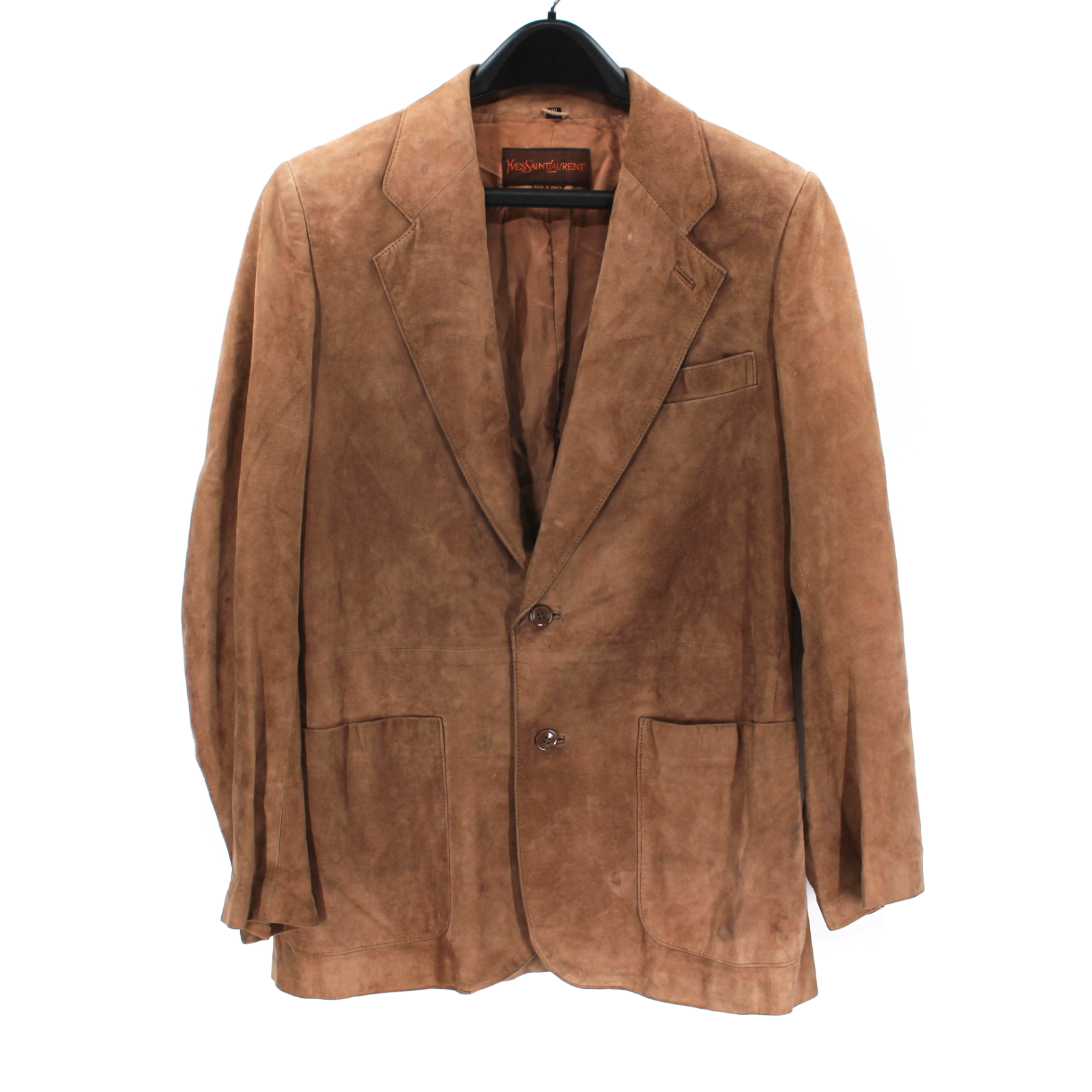 Giacca blazer monopetto Yves Saint Laurent marrone pelle scamosciata 40 marrone vintage