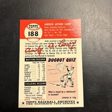 B52 1991 Topps Archives 1953 Reprint #188, Andy Carey, New York Yankees