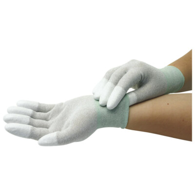 WETEC ESD-Handschuhe, PU-beschichtete Fingerkuppen, L, Carbonfaden