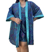 fredericks of hollywood paisley nightgown robe set