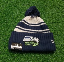 New Era NFL22 Seattle Seahawks Pom Knit Hat On Field Sideline Beanie Hat NWT